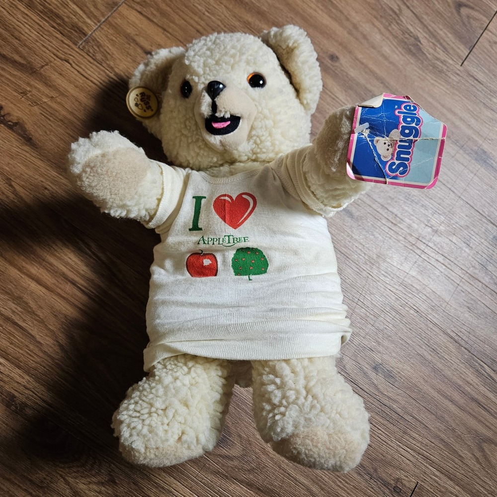 Vintage 1986 Snuggle Russ Bear‎ Stuffed Plush I Love Apple Tree Shirt Retro NWT